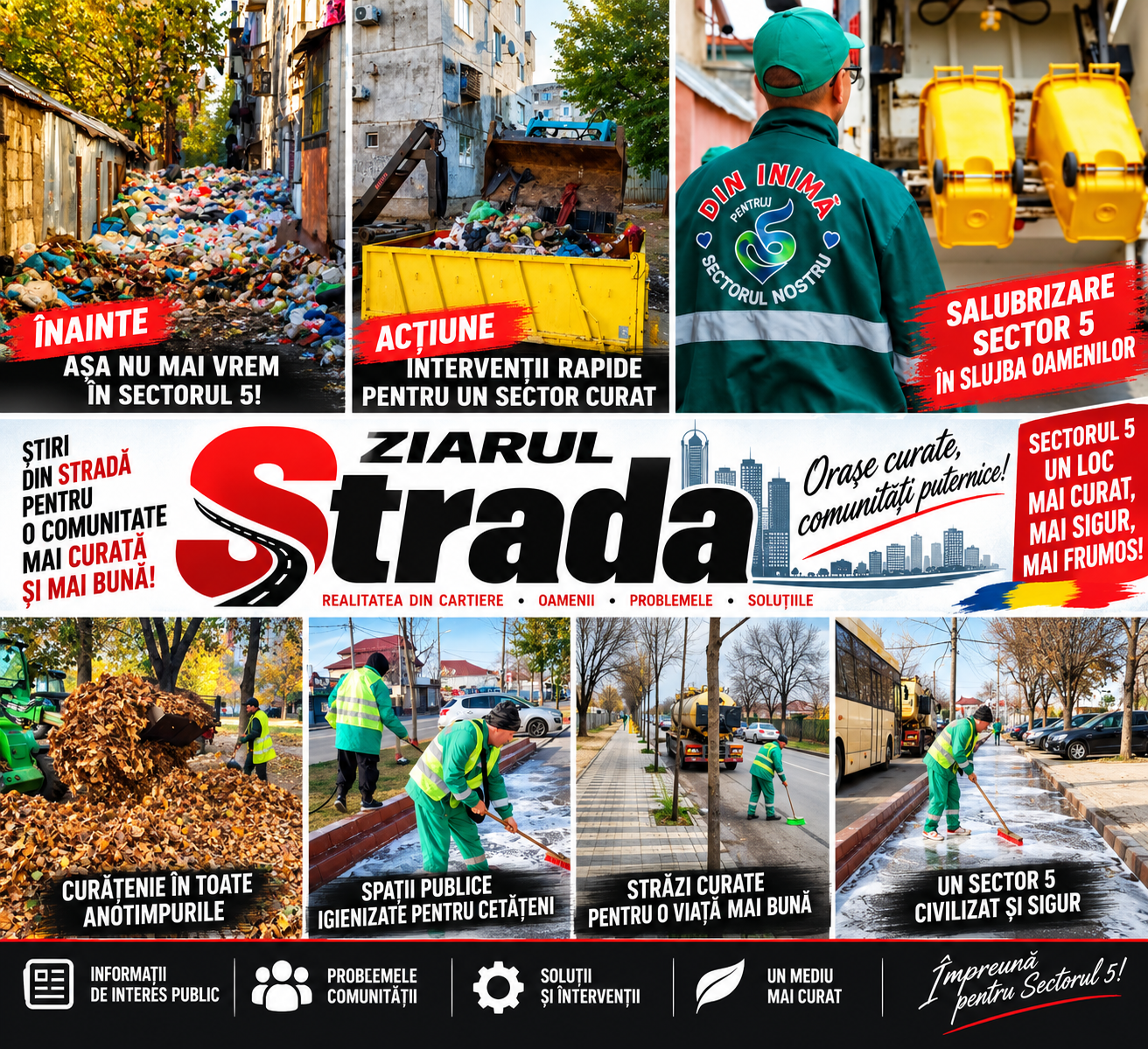 Salubrizare Sector 5 face curățenie între blocuri. Primarul Vlad Popescu Piedone: Respectăm strada și ne respectăm vecinii