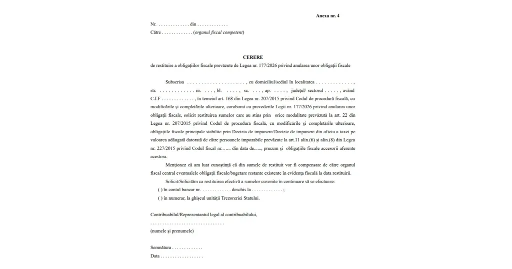 Amnistie fiscală pentru patronii cărora ANAF le-a cerut TVA din urmă pe 5 ani: Cum arată cererea de restituire. Fiscul a pregătit procedura